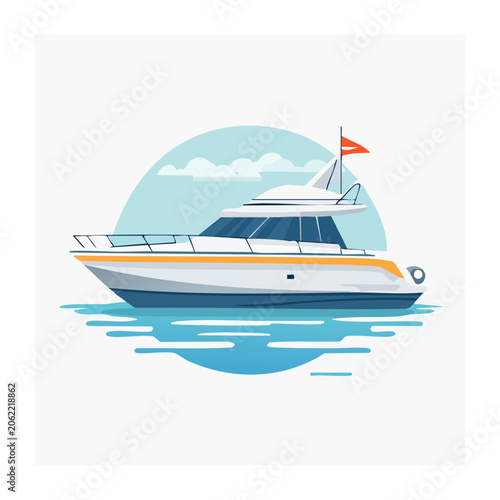 Flat design 3D sailboat on white background