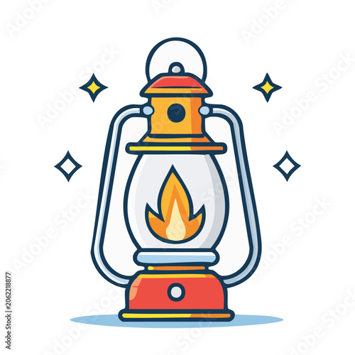 Flat design firefighter icon with helmet and flame