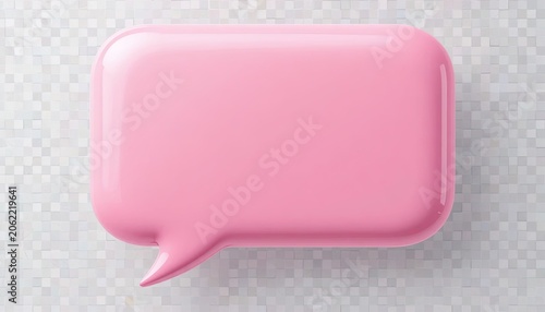 A pink speech bubble on a transparent background with a subtle grey pixelated texture