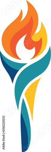 Summer games torch vector illustration for sports event symbol olympic spirit competition ceremony flame logo element.