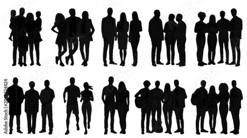 Diverse group of people walking together in a line