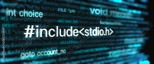 Tableau sur toile Closeup view of programming code snippet featuring include directive for standar