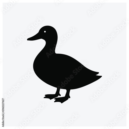 Simple black silhouette of a swimming duck