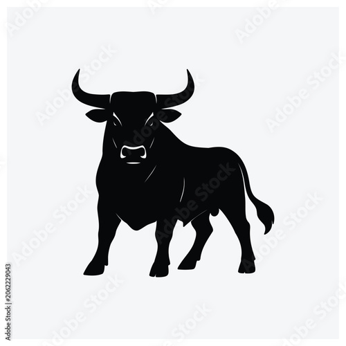 Simple black silhouette drawing of a bull or ox