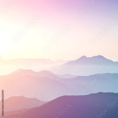 Serene mountain landscape at sunrise.