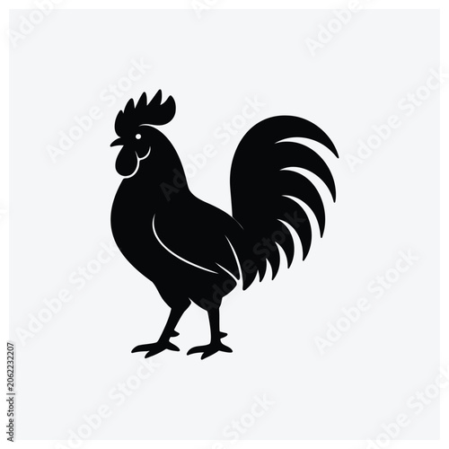 Simple black silhouette of a rooster or cock