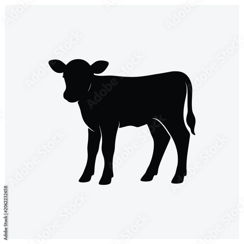 A simple black silhouette drawing of a calf.