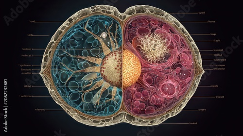 Detailed Anatomical Illustration of Cell Structure and Function