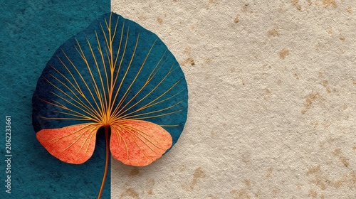 Elegant Botanical Leaf with Textured Background and Vibrant Colors