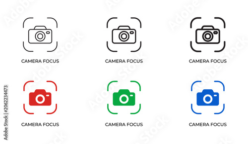 Foto Camera Focus Line Icon Set for Photography, Image Capture, Lens Control, Creativ
