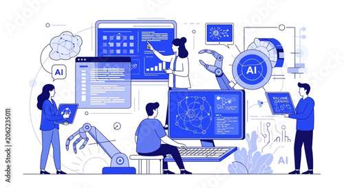 People working with AI technology.