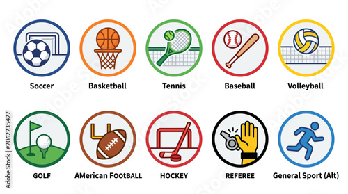 Tableau sur toile Colorful collection of various sports and activities icons.