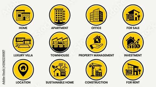 Real estate and property management icons.