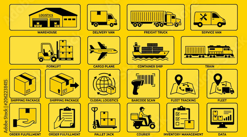 Logistics and transportation icons set.