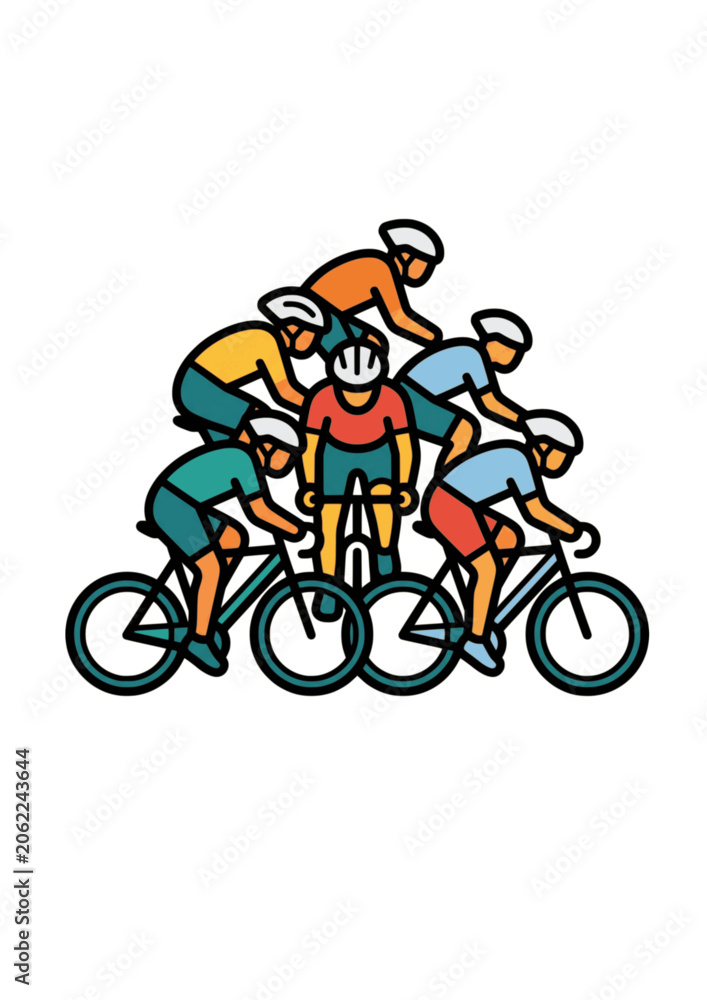 Obraz premium Cycling Race Peloton Group Vector Illustration for Sports Competition