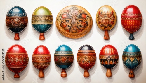 Collection of Intricately Decorated Easter Eggs with Traditional Designs.