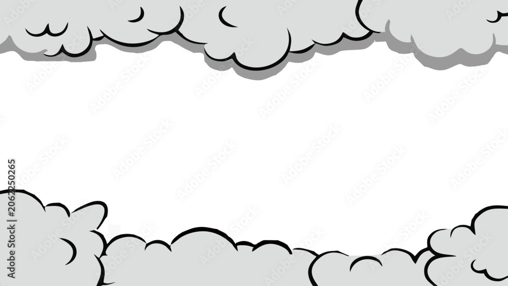 Fototapeta premium Pop art comic style white cloud background vector with shadow effect and empty text space