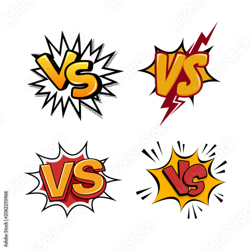 Versus text element in cartoon style. Suitable for battle, vs text design and game competition.