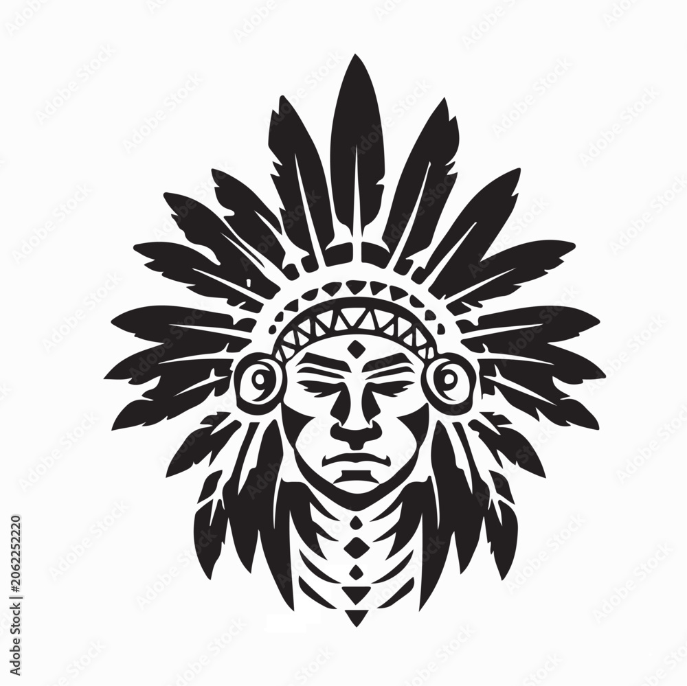 Fototapeta premium Indigenous Chief Badge Design Vector Isolated On White Background