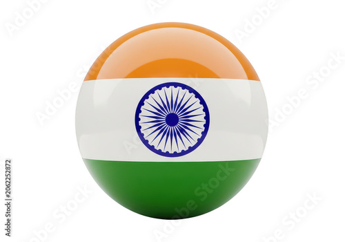3d globe showing india flag with ashoka chakra design PNG isolated on transparent background