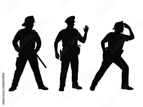 Police Officer Silhouettes Set
