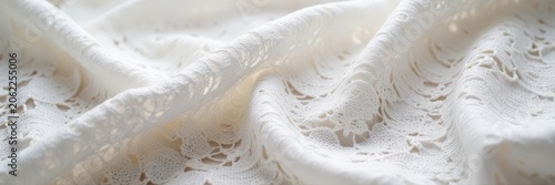 Delicate white lace fabric, intricate floral pattern , surface, vintage