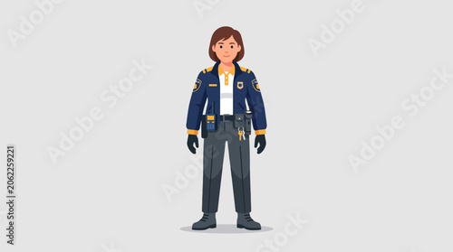 Professional woman in uniform with duty belt and badge illustration