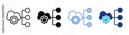 Data processing icon set multiple style collection
