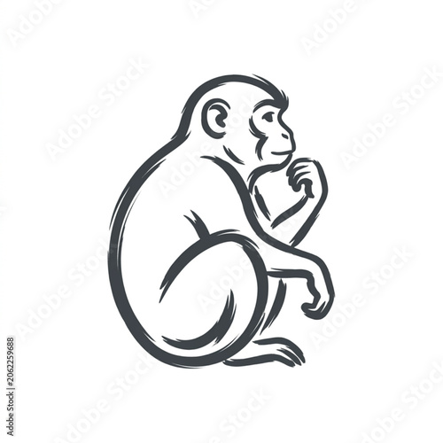 Photography Stylized illustration of a thoughtful monkey sitting.
