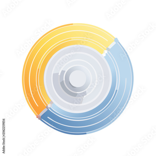 Blue and orange spiral graphic