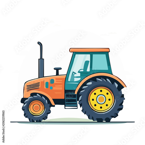 Blue and orange truck with crane side view