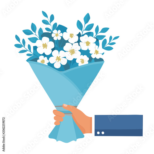 Blue flower wreath in vase vector illustration