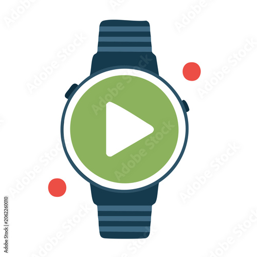 Flat design play button with sound waves