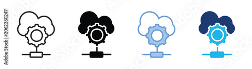 Fotografie Cloud orchestration icon set multiple style collection