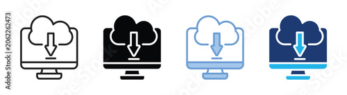 Fotografie Downloading icon set multiple style collection