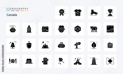 Slika na platnu 25 Canada Solid Glyph icon pack. Vector icons illustration