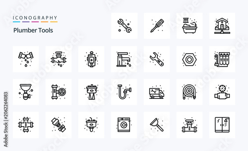 Foto 25 Plumber Line icon pack. Vector icons illustration