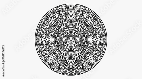 Tableau sur toile Ancient Aztec Sun Stone Calendar Symbol.
