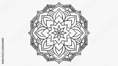 Foto Intricate Black and White Mandala Design.