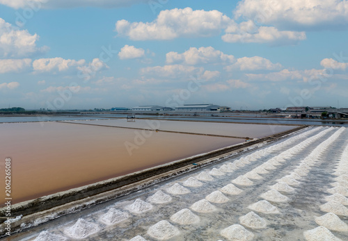 Canvas Print Aerial view of sea salt farm