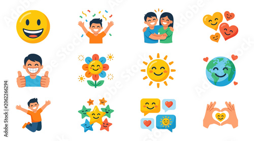 Obraz na płótnie Colorful emoticons celebrating joy and connection