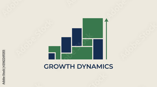 Tableau sur toile Green and blue business growth chart.