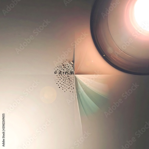 Shower head with water droplets wall.
