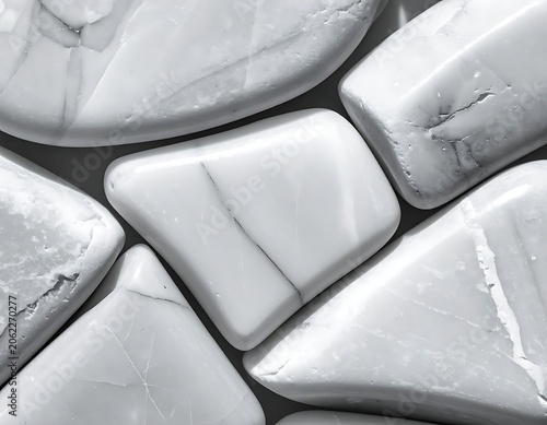 Smooth white stone pebbles closeup texture.