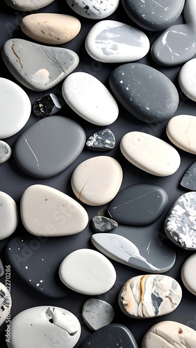Smooth stones on dark background.