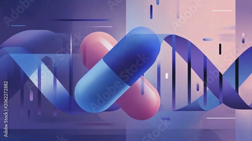Abstract design featuring colorful capsules.
