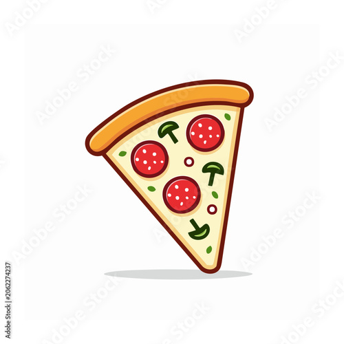 Flat design pizza slice with pepperoni