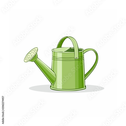 Green watering can flat design isolated