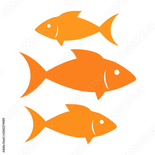 Three flat design goldfish icons