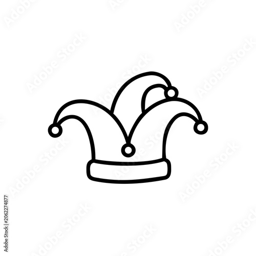 Jester hat outline in minimalist style with playful design  